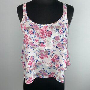 Millau Cropped Tank Top Women's Size S Floral Tiered Summer Bohemian Vacation